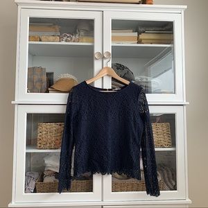 Sheer Lace Romantic Long Sleeve Top